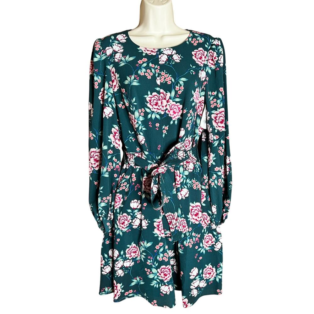 Eliza J Teal Floral Long Sleeve Mini Dress 12